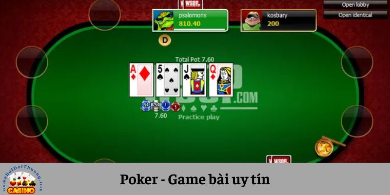 Game bài Poker trực tuyến được nhiều người biết đến